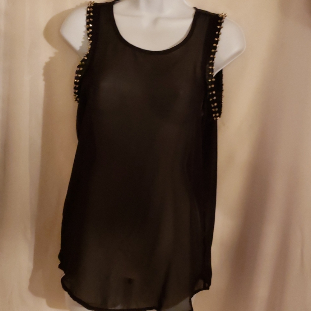 Ali & Kris Black Studded Top